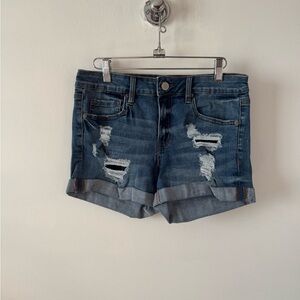 Aeropostale Blue Jean Shorts with Distressed Design and Cuffed Hems